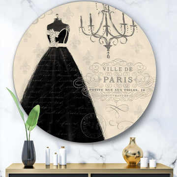 French chandeliers Couture IV - Fashion Round Metal Wall Art